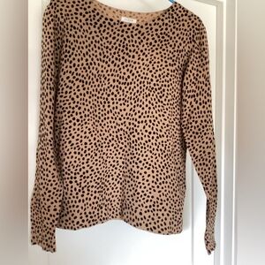 J. Crew Tan and Black Animal Print Light Sweater